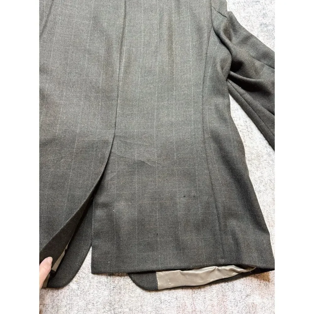VTG Polo Ralph Lauren Blazer Mens 44 L Green Plaid Windowpane Union Made in USA